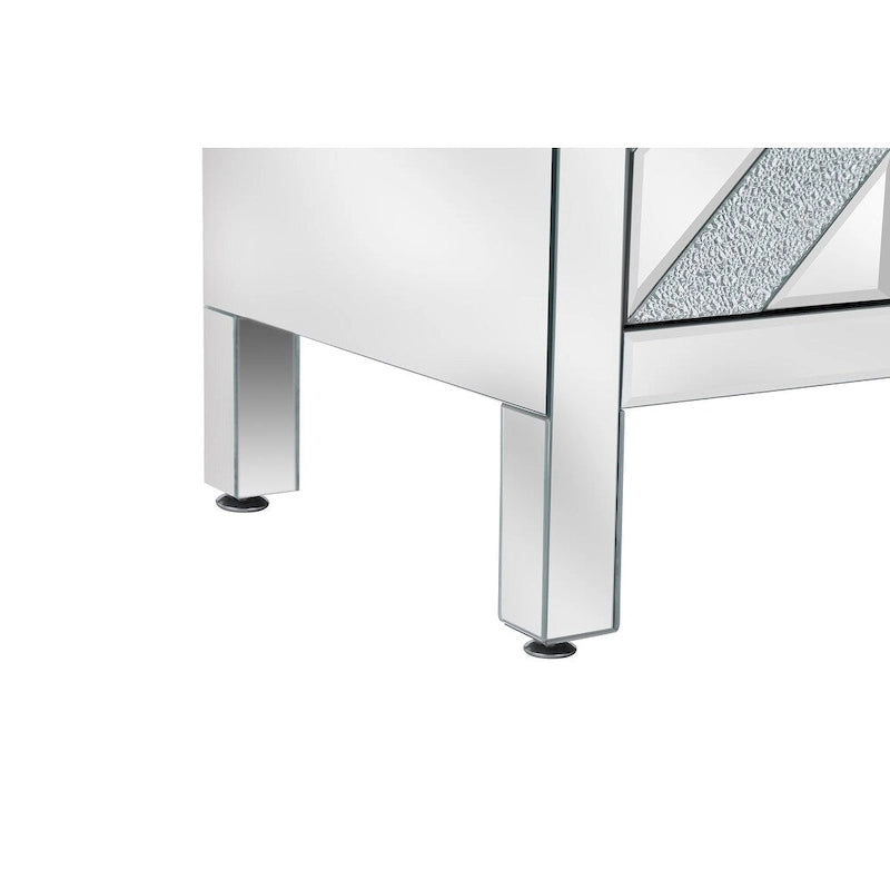 Armoire de rangement avec miroir argenté, style diamant/forme en M, 2 portes