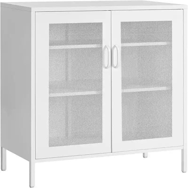 Armoire de rangement à 2 portes en maille d'acier, blanc/noir/bleu, simple