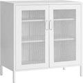 Armoire de rangement à 2 portes en maille d'acier, blanc/noir/bleu, simple