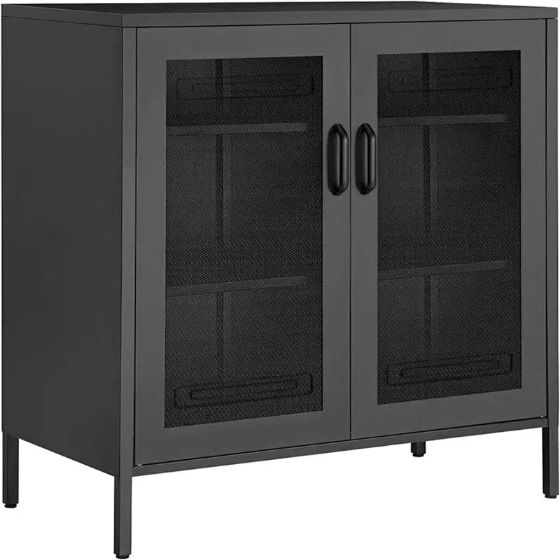 Armoire de rangement à 2 portes en maille d'acier, blanc/noir/bleu, simple