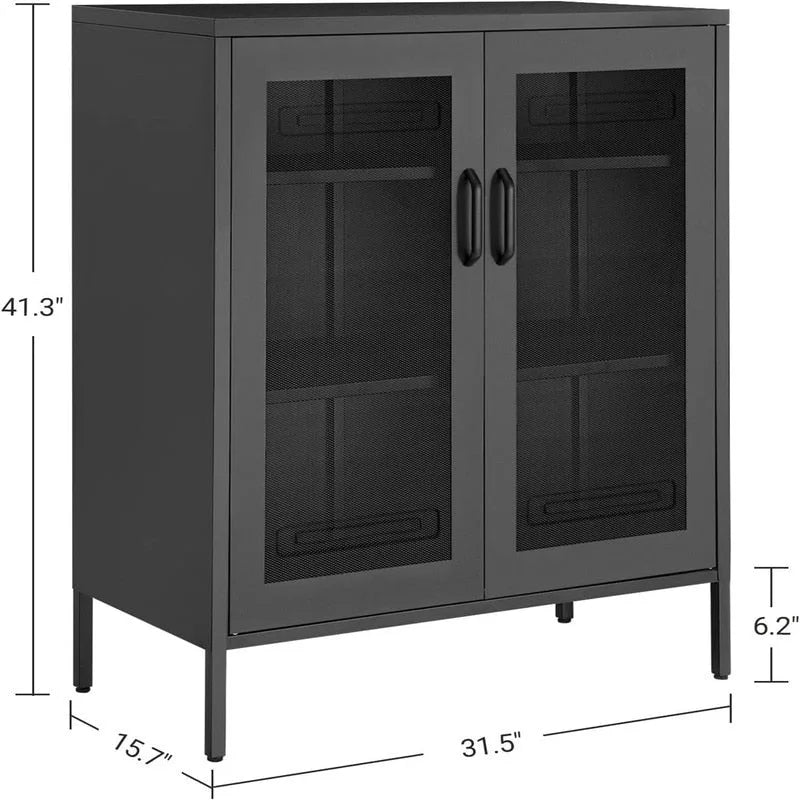Armoire de rangement à 2 portes en maille d'acier, blanc/noir/bleu, simple