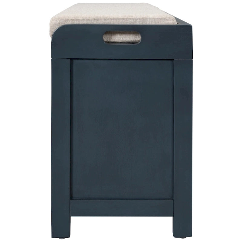 Banc de rangement marine/blanc avec 2 tiroirs et panier, 1 place