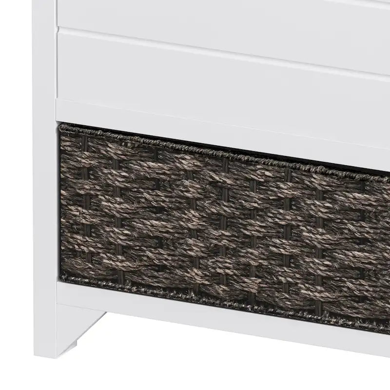Banc de rangement marine/blanc avec 2 tiroirs et panier, 1 place