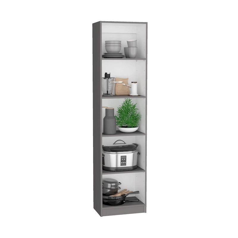 Ensemble de 2 bibliothèques (blanc / noir / beige / multicolore), étagère ouverte + armoire à 2 portes, prêt à assembler