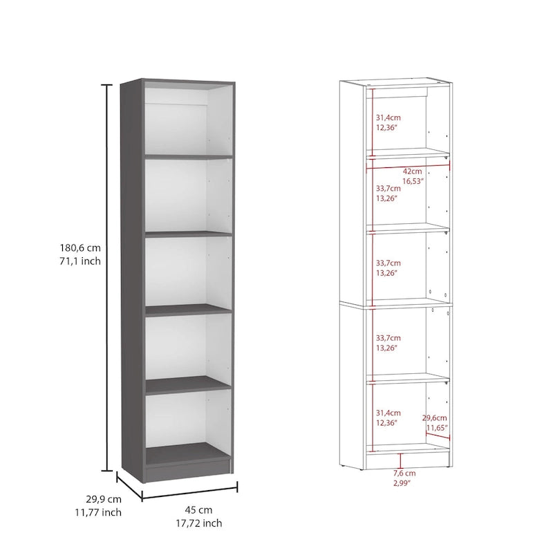 Ensemble de 2 bibliothèques (blanc / noir / beige / multicolore), étagère ouverte + armoire à 2 portes, prêt à assembler