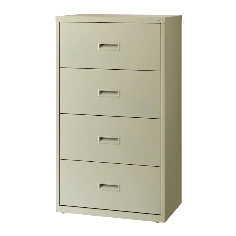Classeur latéral à 4 tiroirs – Noir / Beige / Gris – 76 cm de large, convient pour 1 à 2 utilisateurs