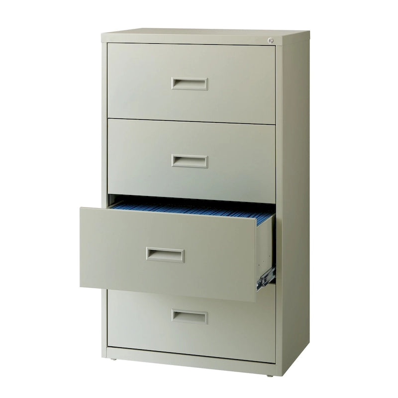 Classeur latéral à 4 tiroirs – Noir / Beige / Gris – 76 cm de large, convient pour 1 à 2 utilisateurs