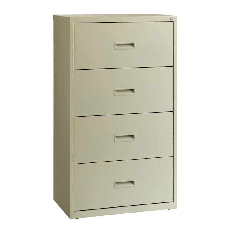 Classeur latéral à 4 tiroirs – Noir / Beige / Gris – 76 cm de large, convient pour 1 à 2 utilisateurs