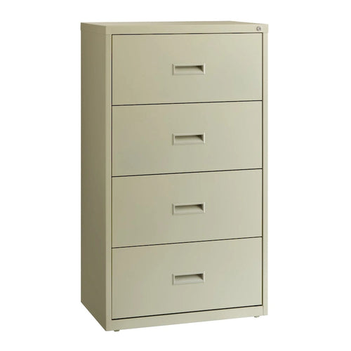 Classeur latéral à 4 tiroirs – Noir / Beige / Gris – 76 cm de large, convient pour 1 à 2 utilisateurs