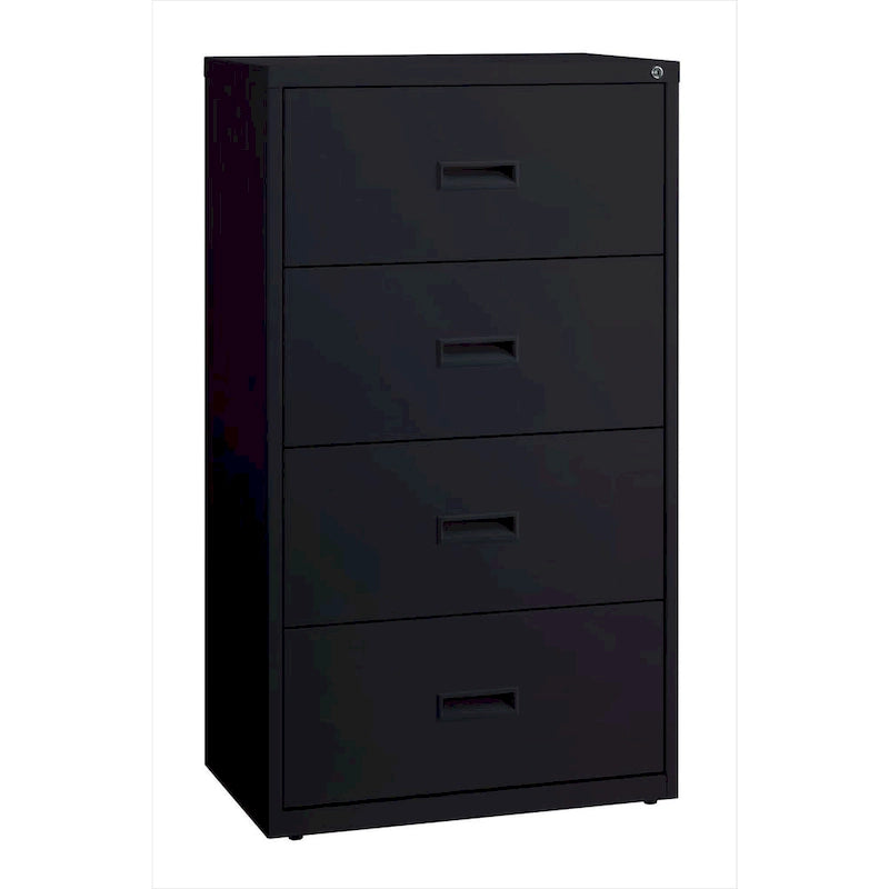 Classeur latéral à 4 tiroirs – Noir / Beige / Gris – 76 cm de large, convient pour 1 à 2 utilisateurs