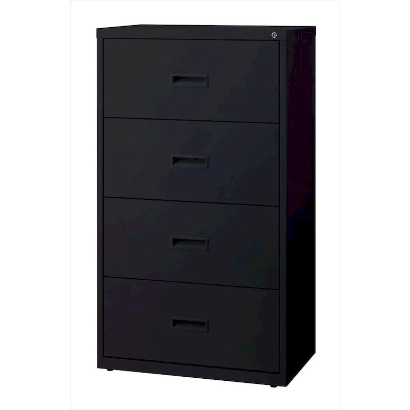 Classeur latéral à 4 tiroirs – Noir / Beige / Gris – 76 cm de large, convient pour 1 à 2 utilisateurs