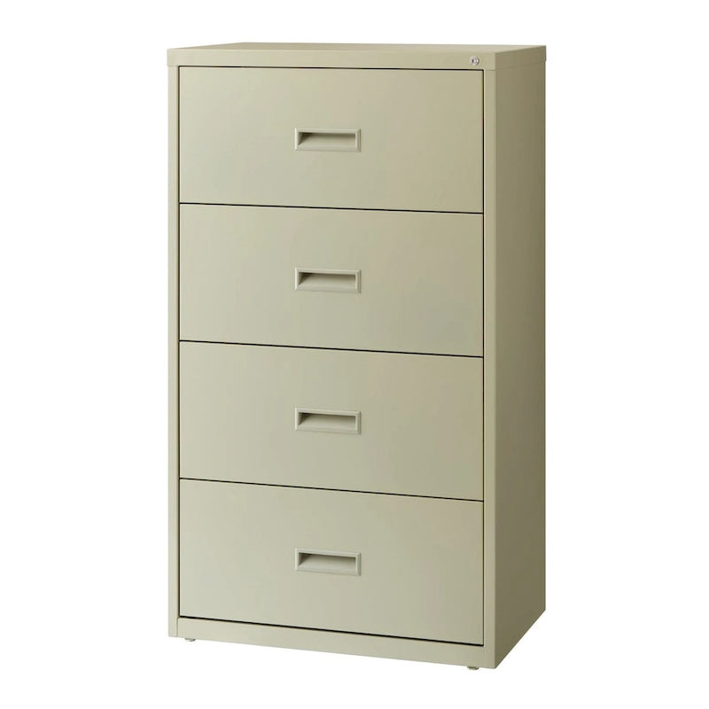 Classeur latéral à 4 tiroirs – Noir / Beige / Gris – 76 cm de large, convient pour 1 à 2 utilisateurs