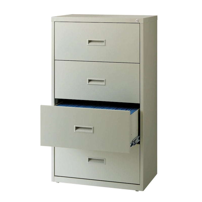 Classeur latéral à 4 tiroirs – Noir / Beige / Gris – 76 cm de large, convient pour 1 à 2 utilisateurs
