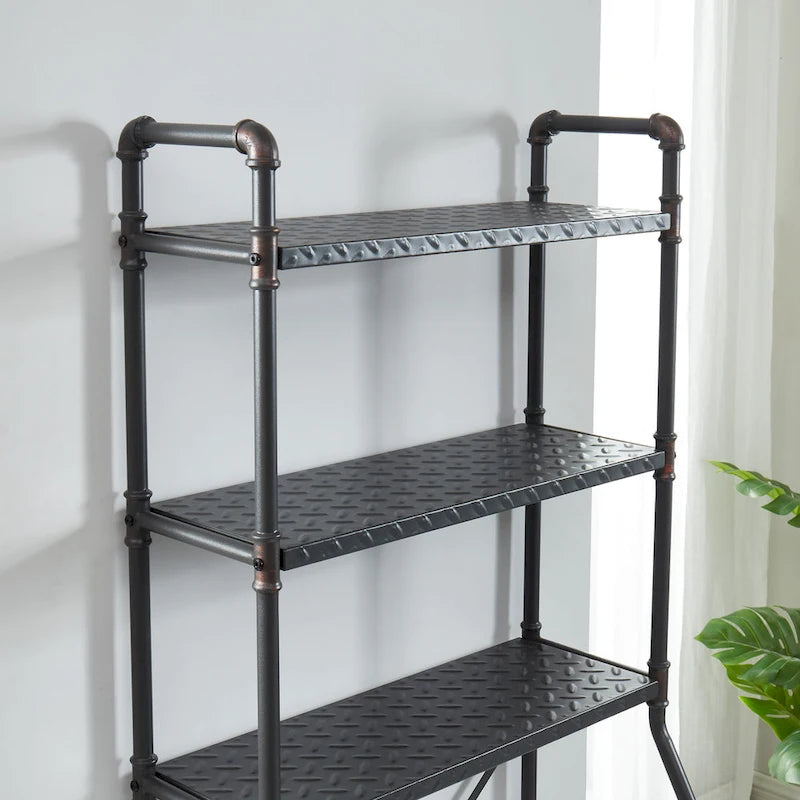 Étagère de rangement industrielle noire de sable pour toilettes, à 3 niveaux, simple