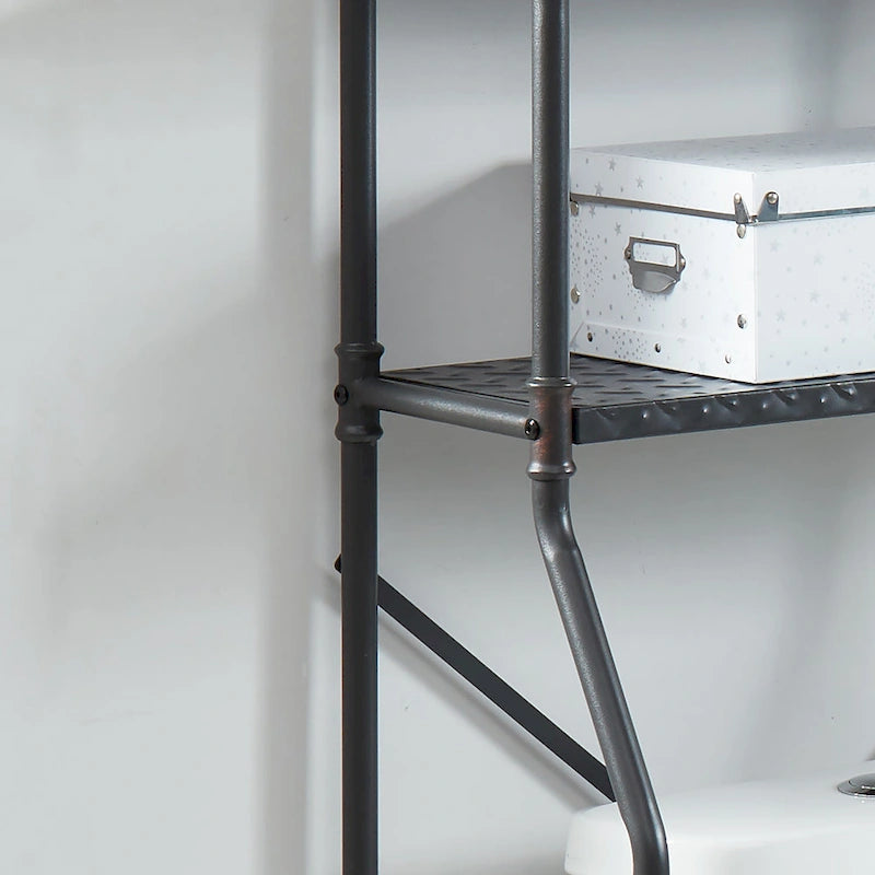 Étagère de rangement industrielle noire de sable pour toilettes, à 3 niveaux, simple