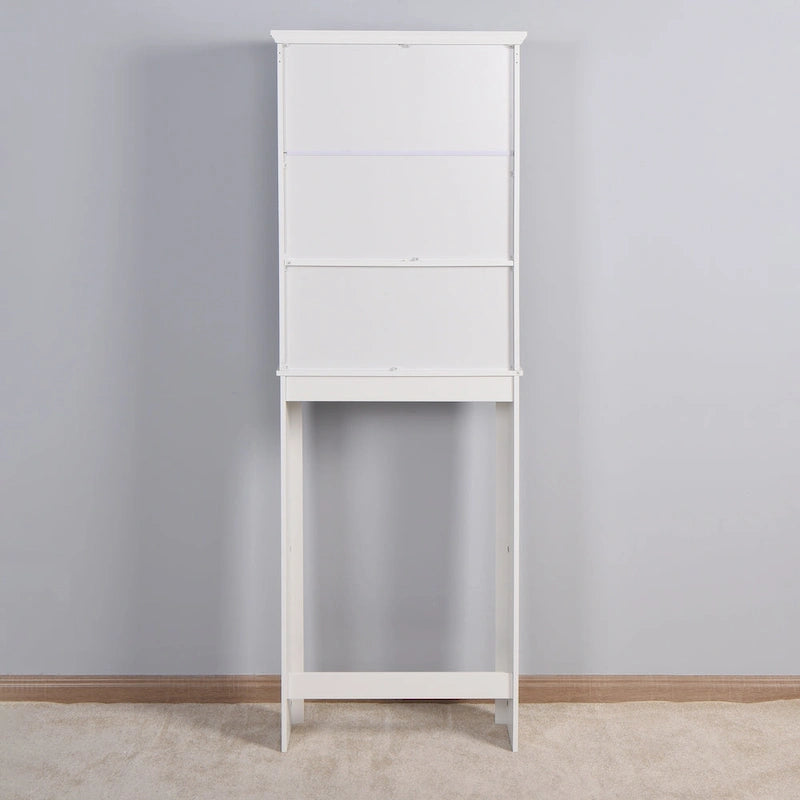 Meuble de rangement blanc à persiennes au-dessus des toilettes, montage par 1 personne