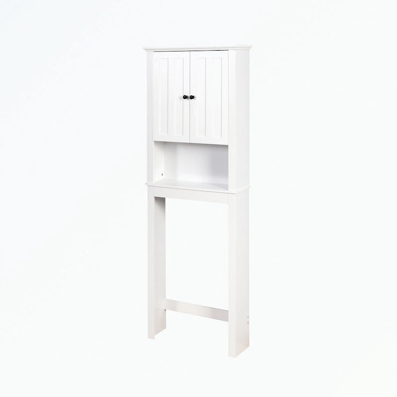 Meuble de rangement blanc à persiennes au-dessus des toilettes, montage par 1 personne