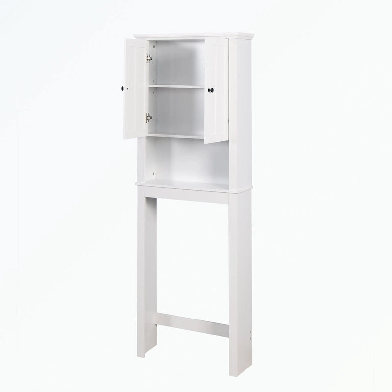 Meuble de rangement blanc à persiennes au-dessus des toilettes, montage par 1 personne