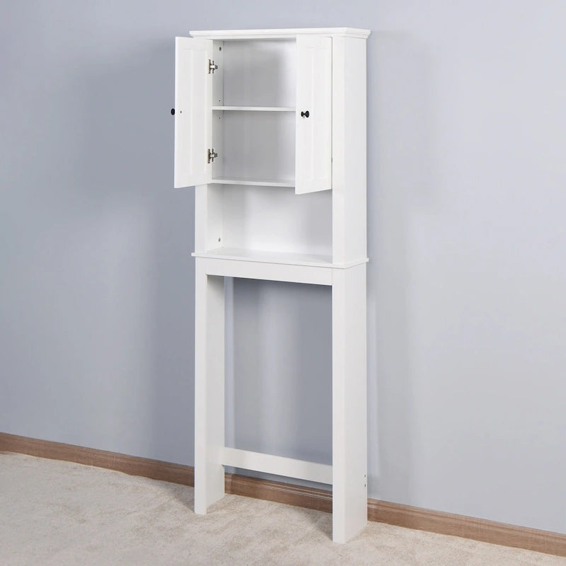 Meuble de rangement blanc à persiennes au-dessus des toilettes, montage par 1 personne