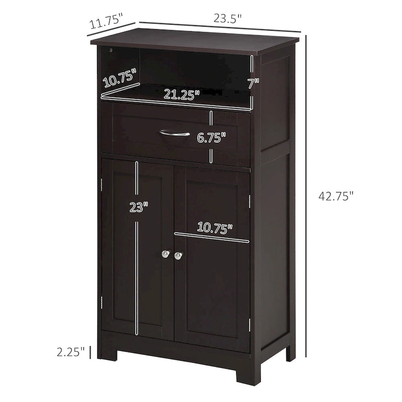 Meuble bas sur pied blanc/gris/marron avec tiroir et étagère réglable, 1 personne