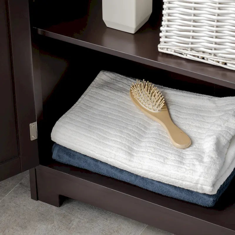 Meuble bas sur pied blanc/gris/marron avec tiroir et étagère réglable, 1 personne