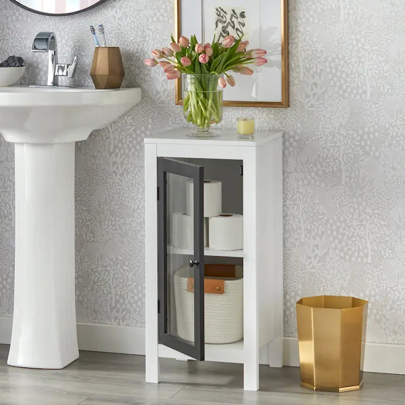 Meuble bas blanc et noir, une porte, 1 unité