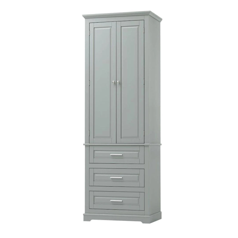 Meuble de rangement haut de salle de bain noir/gris/blanc – 3 tiroirs et étagères supérieures, usage individuel