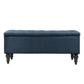 Banc de rangement capitonné à rabat, bleu denim / beige / havane / gris, 1 place