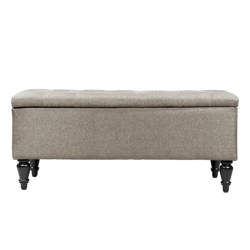 Banc de rangement capitonné à rabat, bleu denim / beige / havane / gris, 1 place