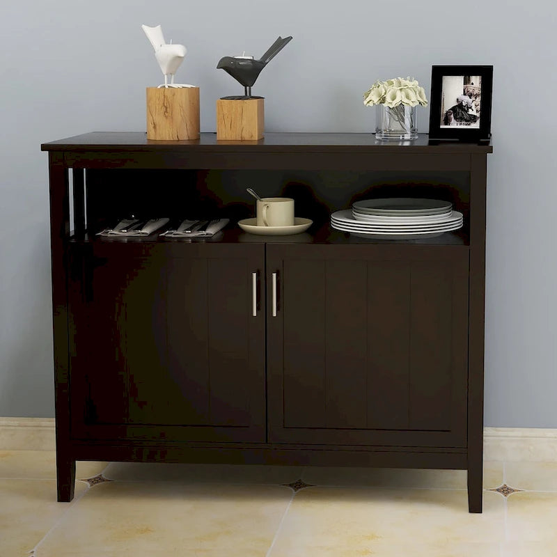 Meuble de cuisine à 2 portes Blanc/Marron, simple, 101,6 cm (40 po) L × 40,6 cm (16 po) P × 86,4 cm (34 po) H