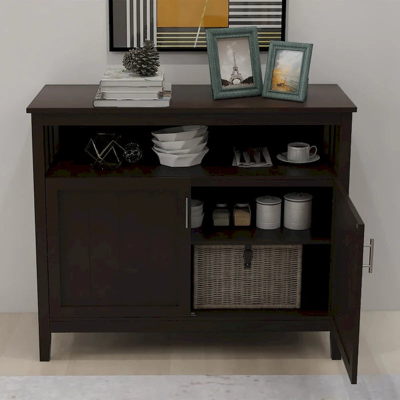 Meuble de cuisine à 2 portes Blanc/Marron, simple, 101,6 cm (40 po) L × 40,6 cm (16 po) P × 86,4 cm (34 po) H