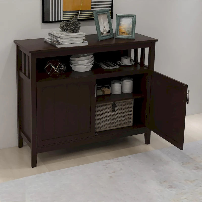 Meuble de cuisine à 2 portes Blanc/Marron, simple, 101,6 cm (40 po) L × 40,6 cm (16 po) P × 86,4 cm (34 po) H