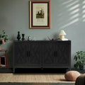 Buffet vintage 4 portes noir + noyer foncé / gris antique