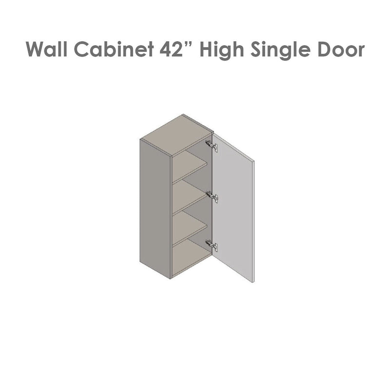Meuble Haut Mural Gris à Porte Simple – 15"L × 42"H × 12"P, Montage par 1 Personne