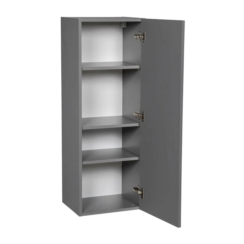 Meuble Haut Mural Gris à Porte Simple – 15"L × 42"H × 12"P, Montage par 1 Personne