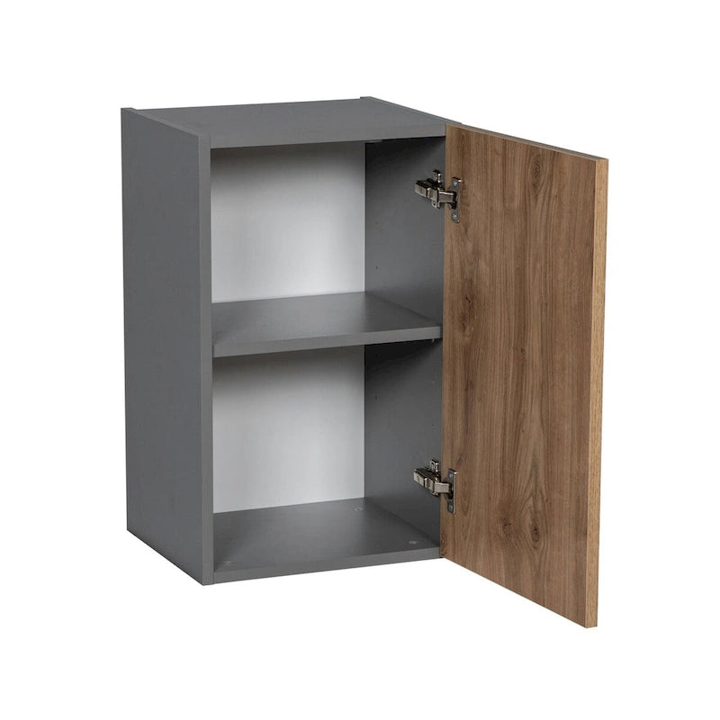 Meuble haut à porte simple – Blanc cassé / Gris / Noir / Transparent / Marron / Blanc – 53 cm L × 61 cm H × 30 cm P – 1 porte
