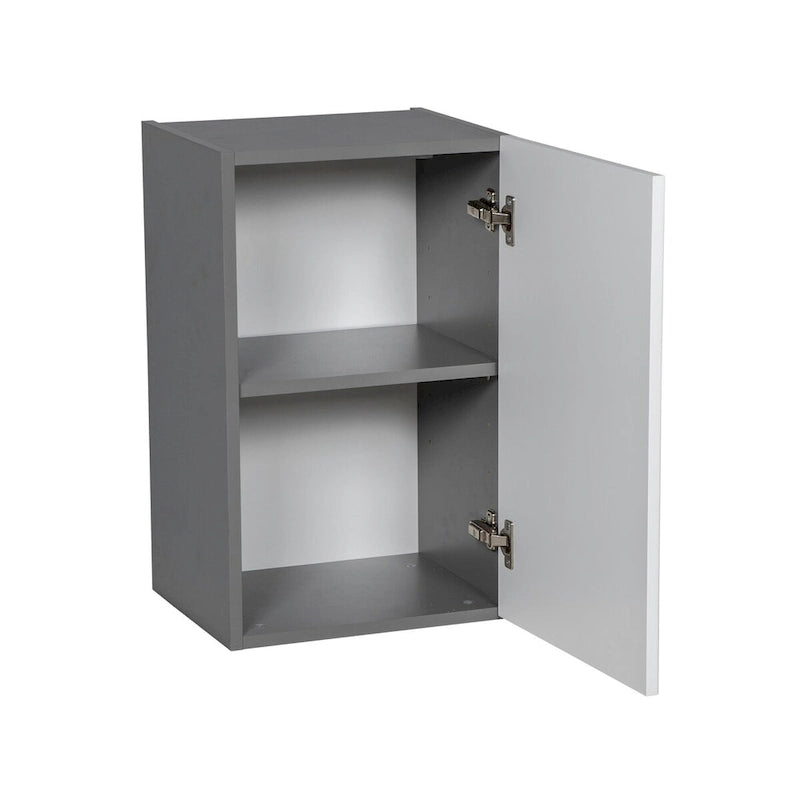 Meuble haut à porte simple – Blanc cassé / Gris / Noir / Transparent / Marron / Blanc – 53 cm L × 61 cm H × 30 cm P – 1 porte