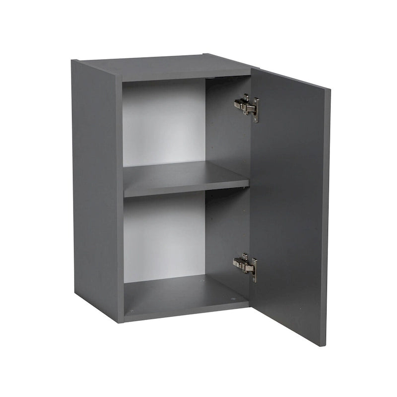Meuble haut à porte simple – Blanc cassé / Gris / Noir / Transparent / Marron / Blanc – 53 cm L × 61 cm H × 30 cm P – 1 porte