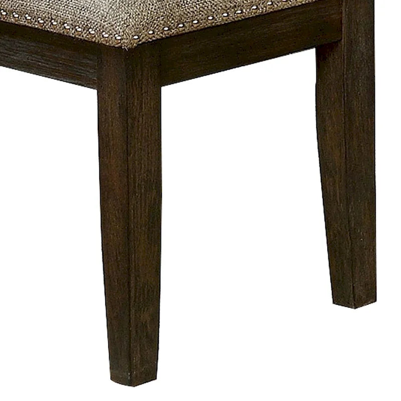Banc rembourré en tissu gris, pieds espresso, 2 places – Style transitionnel