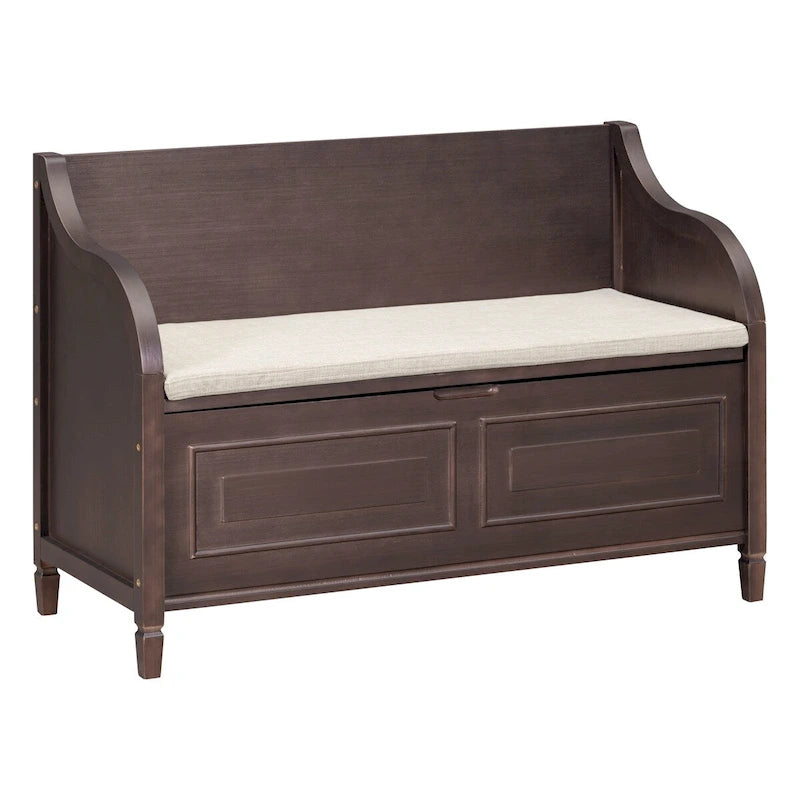 Banc de rangement en bois massif avec charnière de sécurité, 5 couleurs, 1 à 2 places