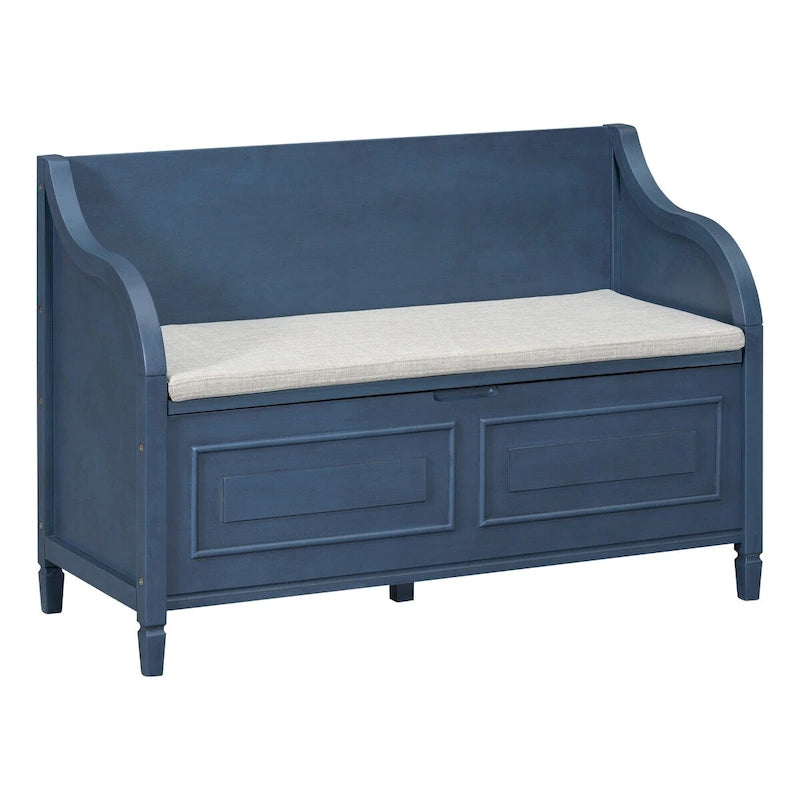 Banc de rangement en bois massif avec charnière de sécurité, 5 couleurs, 1 à 2 places