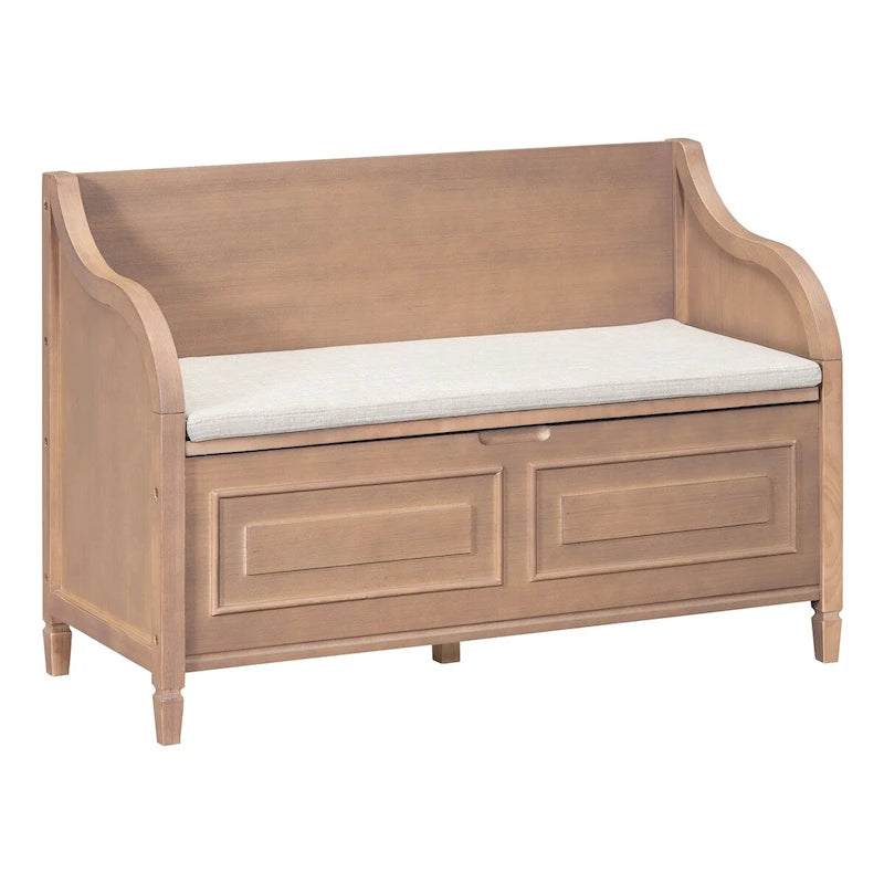 Banc de rangement en bois massif avec charnière de sécurité, 5 couleurs, 1 à 2 places