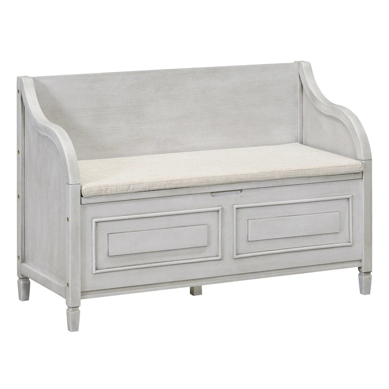 Banc de rangement en bois massif avec charnière de sécurité, 5 couleurs, 1 à 2 places