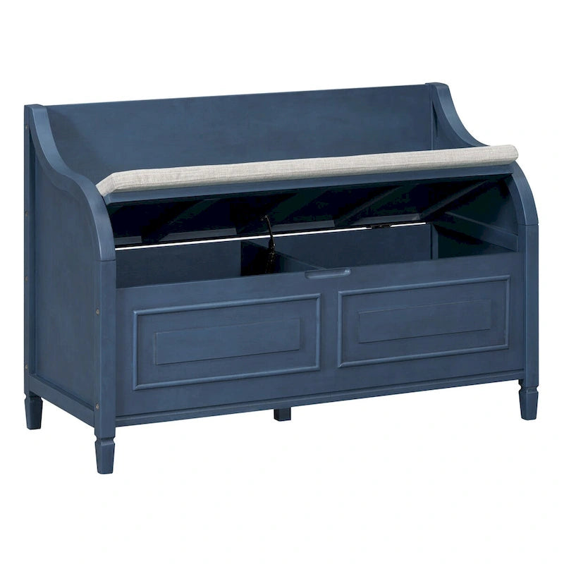 Banc de rangement en bois massif avec charnière de sécurité, 5 couleurs, 1 à 2 places