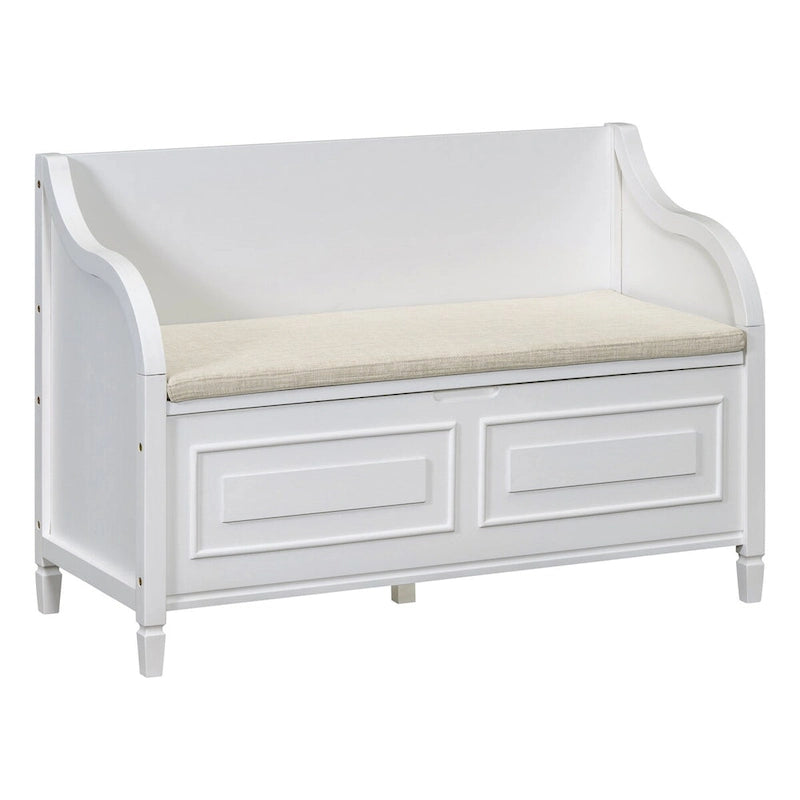 Banc de rangement en bois massif avec charnière de sécurité, 5 couleurs, 1 à 2 places