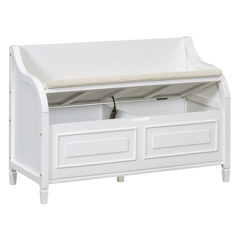 Banc de rangement en bois massif avec charnière de sécurité, 5 couleurs, 1 à 2 places