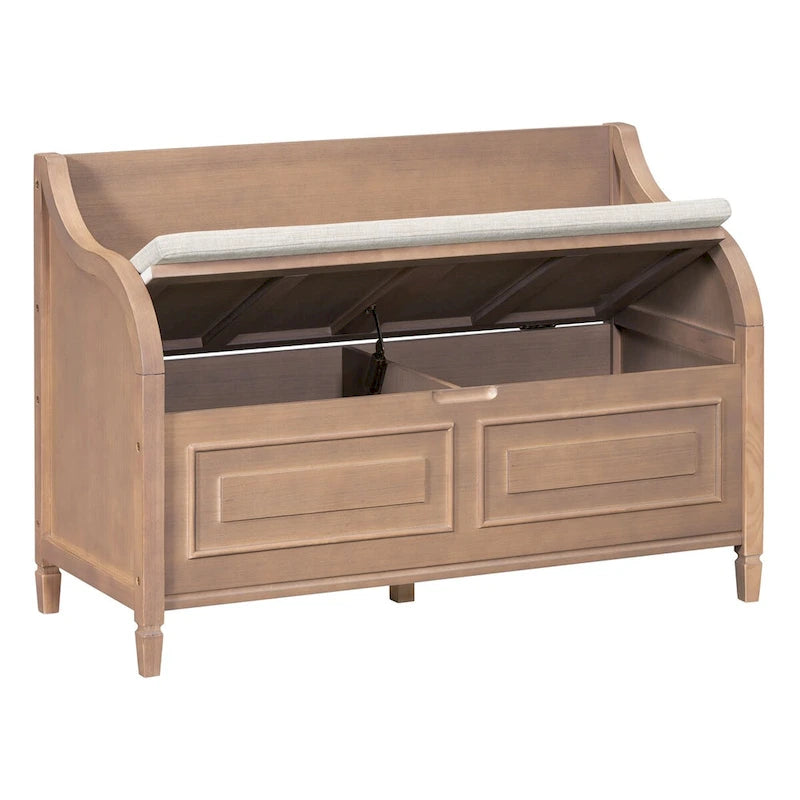 Banc de rangement en bois massif avec charnière de sécurité, 5 couleurs, 1 à 2 places