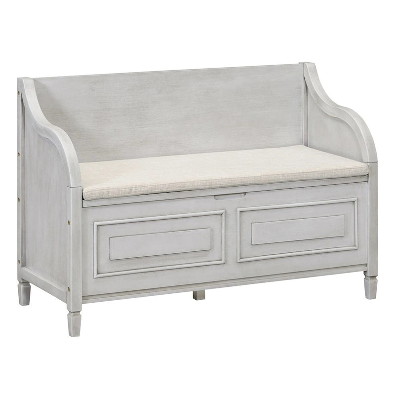 Banc de rangement en bois massif avec charnière de sécurité, 5 couleurs, 1 à 2 places