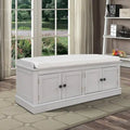 Banc de rangement en bois vintage avec 2 armoires – Gris délavé / Expresso / Bleu marine antique / Blanc, 1 place