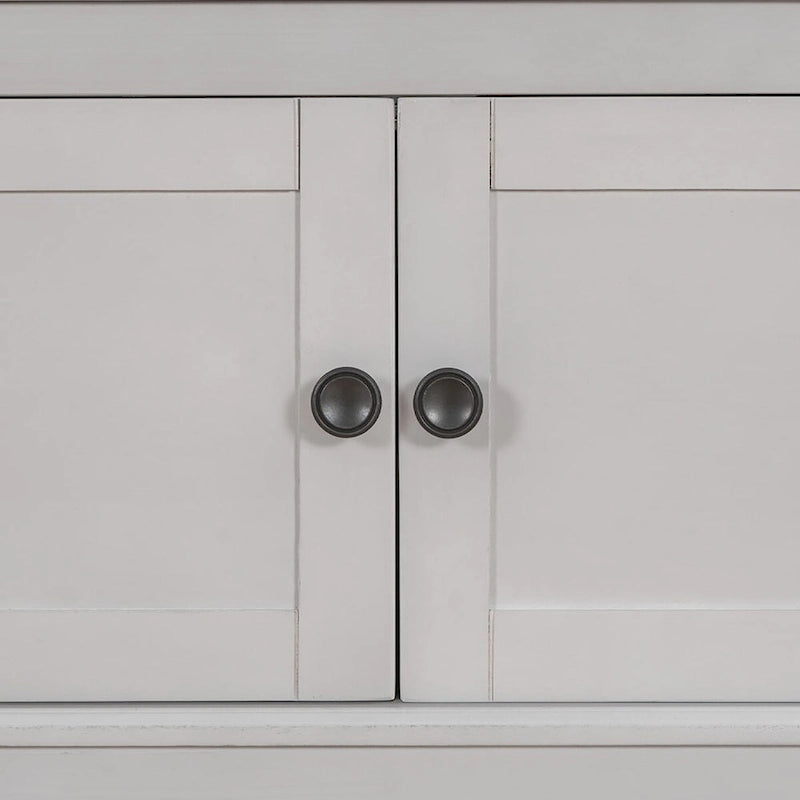 Banc de rangement en bois vintage avec 2 armoires – Gris délavé / Expresso / Bleu marine antique / Blanc, 1 place